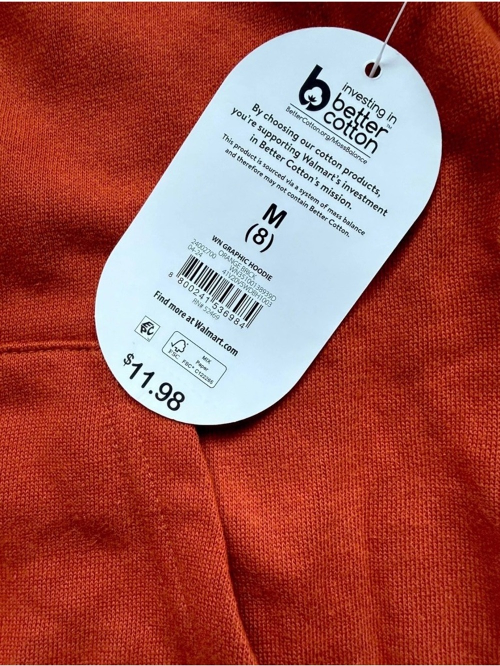 wonder nation Boy’s M 8 Rust Orange Kids' Graphic Hoodie Sweatshirt Pullover NWT - Picture 5 of 7
